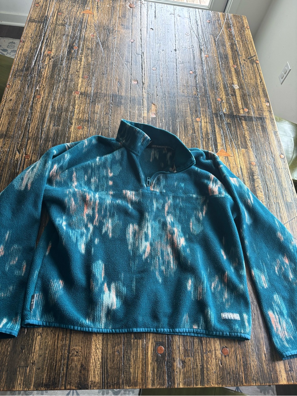 Under Armour Teal Patterned Half-Zip Fleece Pullover